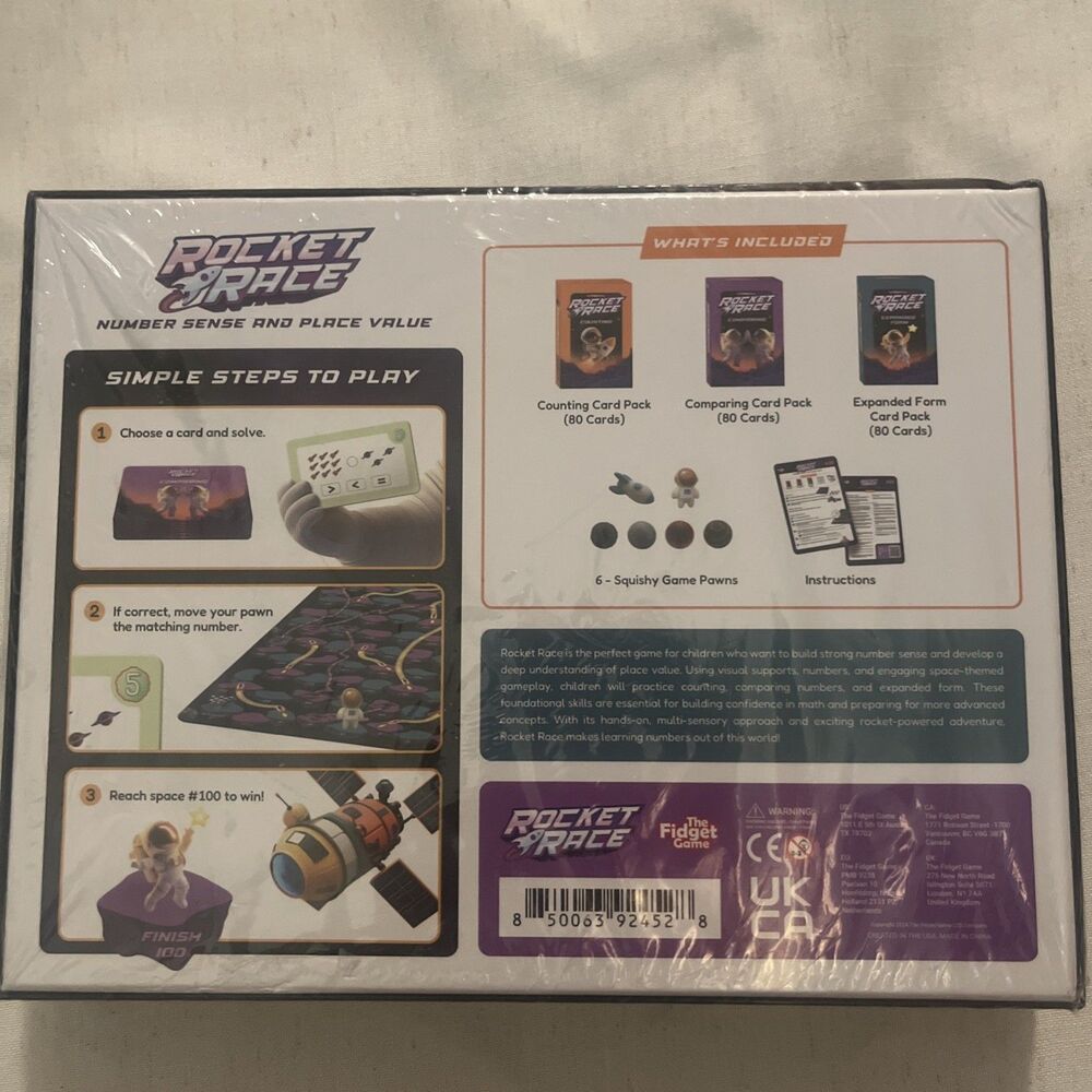 Fidget Rocket Race Game for Kids 5-8 | Math Board Game Grade K-2 Classroom - Picture 2 of 2